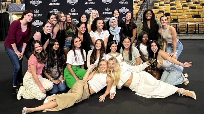 Models Olivia Ponton and Camille Kostek with UCF students